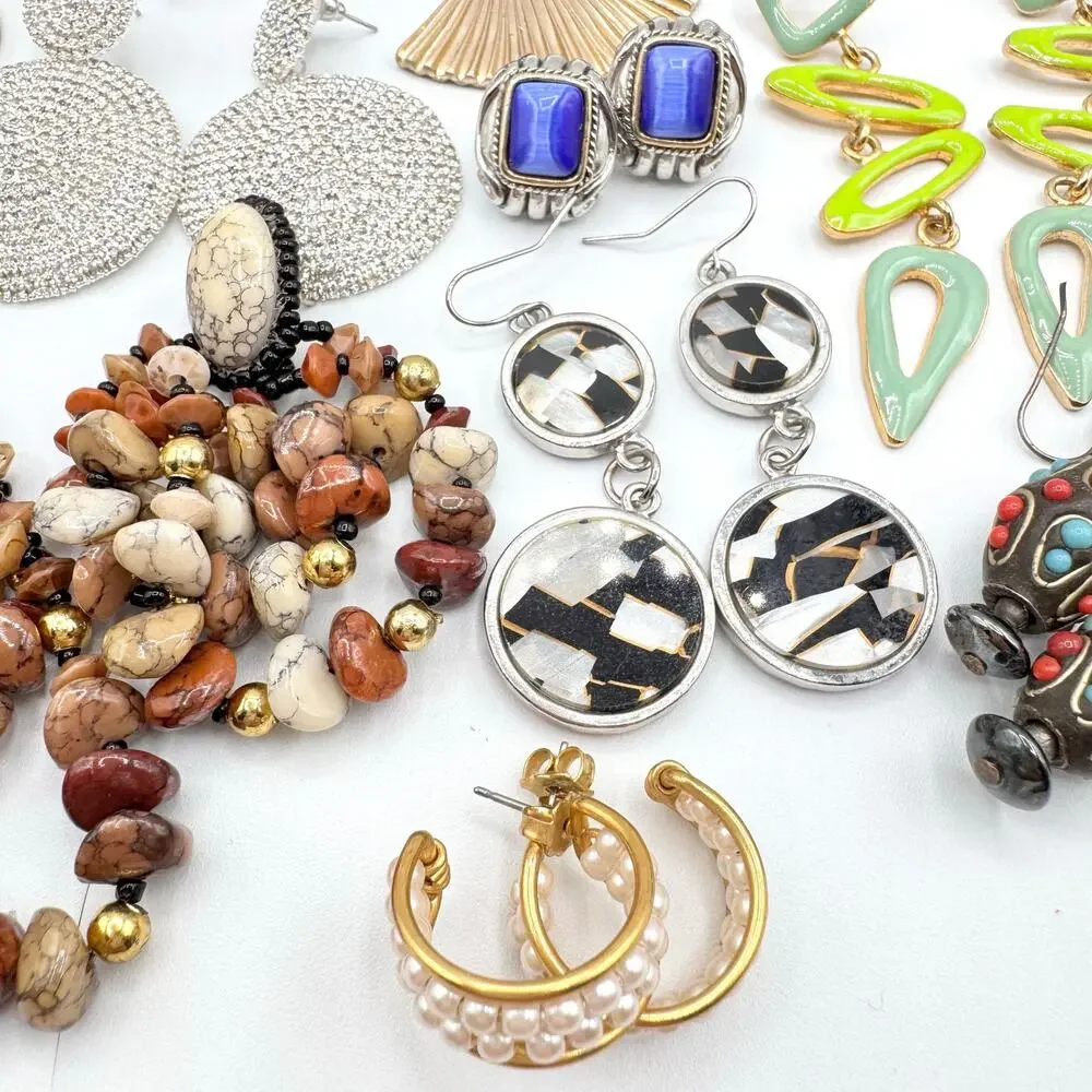 20 Pair Pierced Costume Jewelry Earring Lot Mixed Styles Vintage To Now Reseller